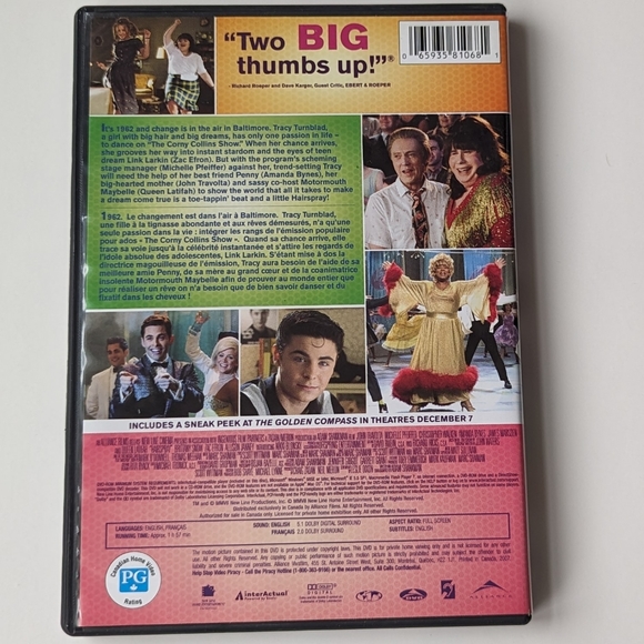 2/$15 Hairspray Full Screen DVD John Travolta, Michelle Pfeiffer, Zac Effron - Picture 4 of 6